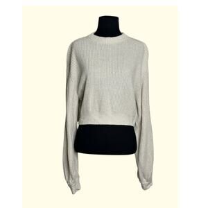 H&M Divided beige crew neck balloon sleeves sweater size XS